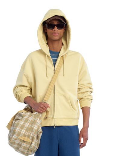 CROPPED FIT ZIP-UP HOODIE - Butter by Zara