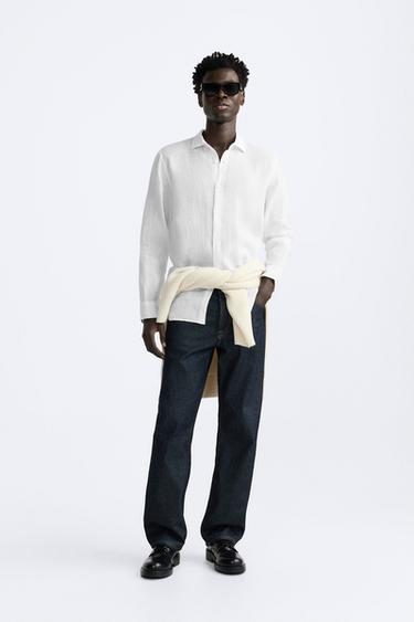 100% LINEN SHIRT - White by Zara - Image 0