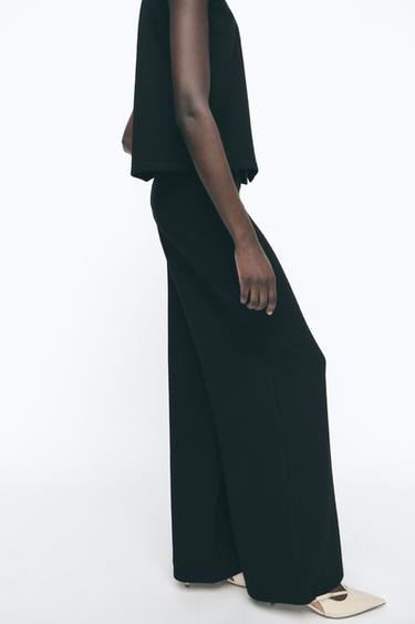 WIDE LEG TROUSERS WITH A TEXTURED WEAVE - Black by Zara - Image 2