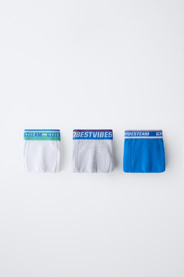 AGES 6-14 / THREE-PACK OF SLOGAN BOXERS - White by Zara - Image 4