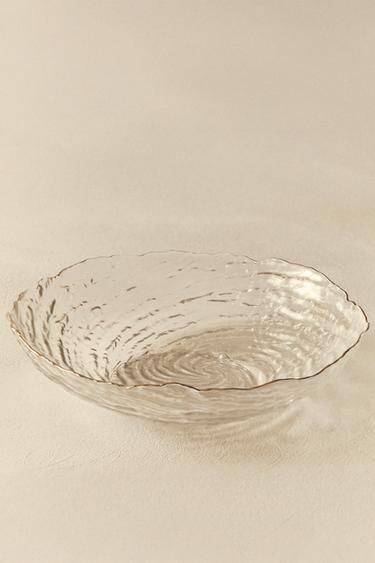 GLASS SALAD BOWL WITH GOLD RIM - Gold by Zara
