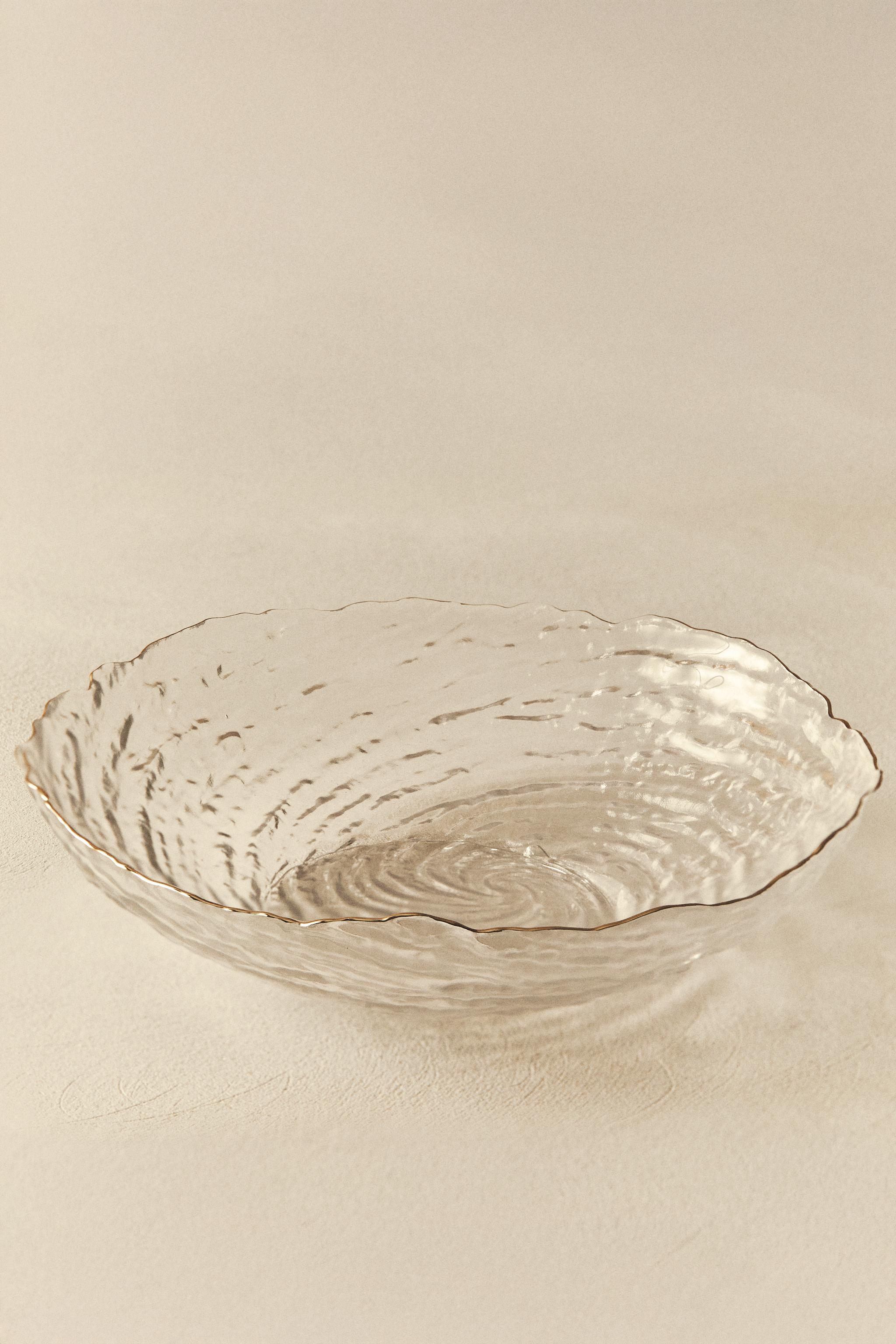 SALADIER VERRE FILET DORÉ