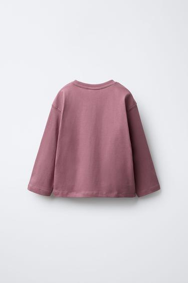 LOT DE TROIS T-SHIRTS UNIS - Mauve poudré de Zara - Image 2