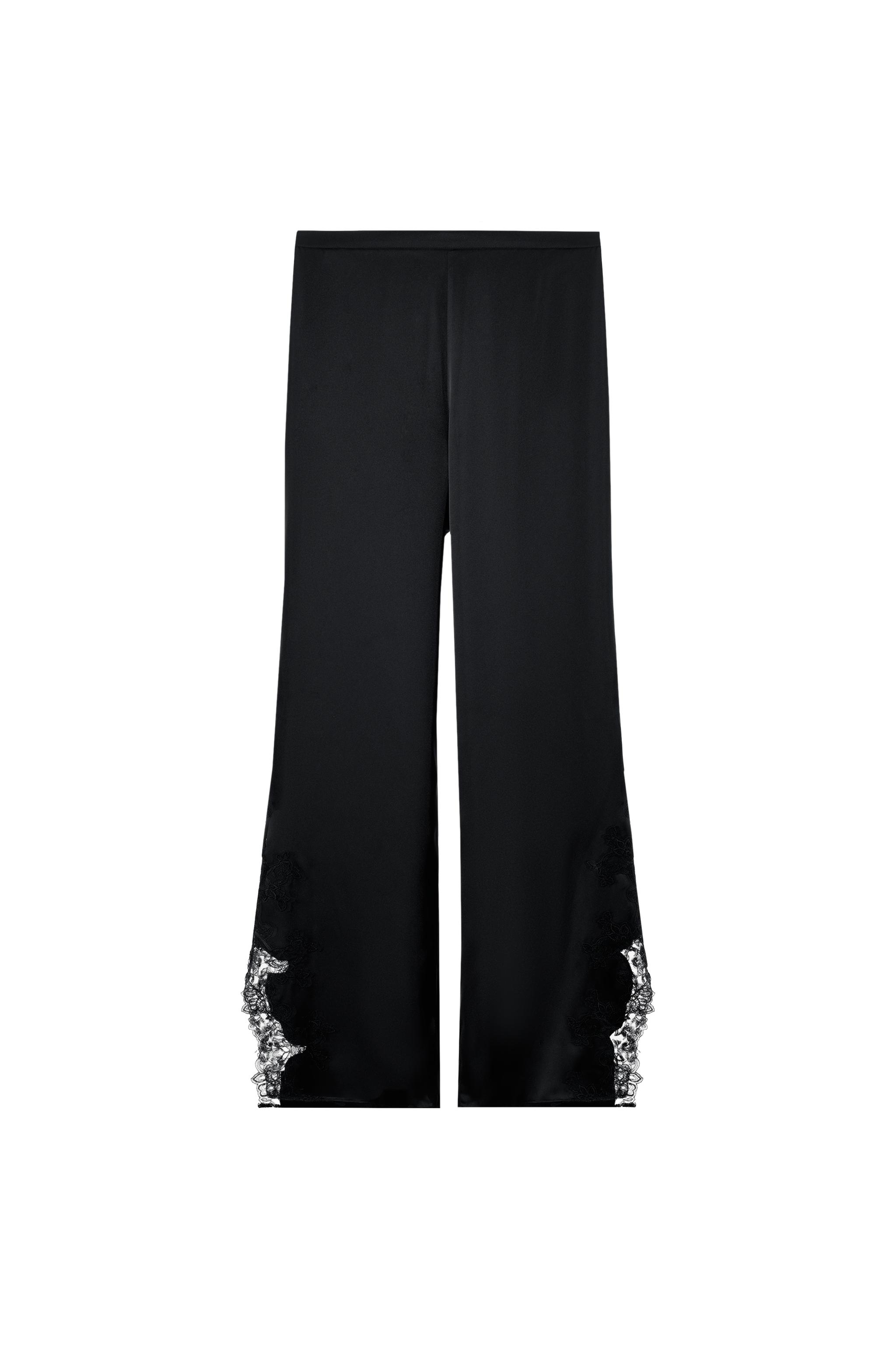 レース付きサテンパンツ - ブラック | ZARA Japan / 日本