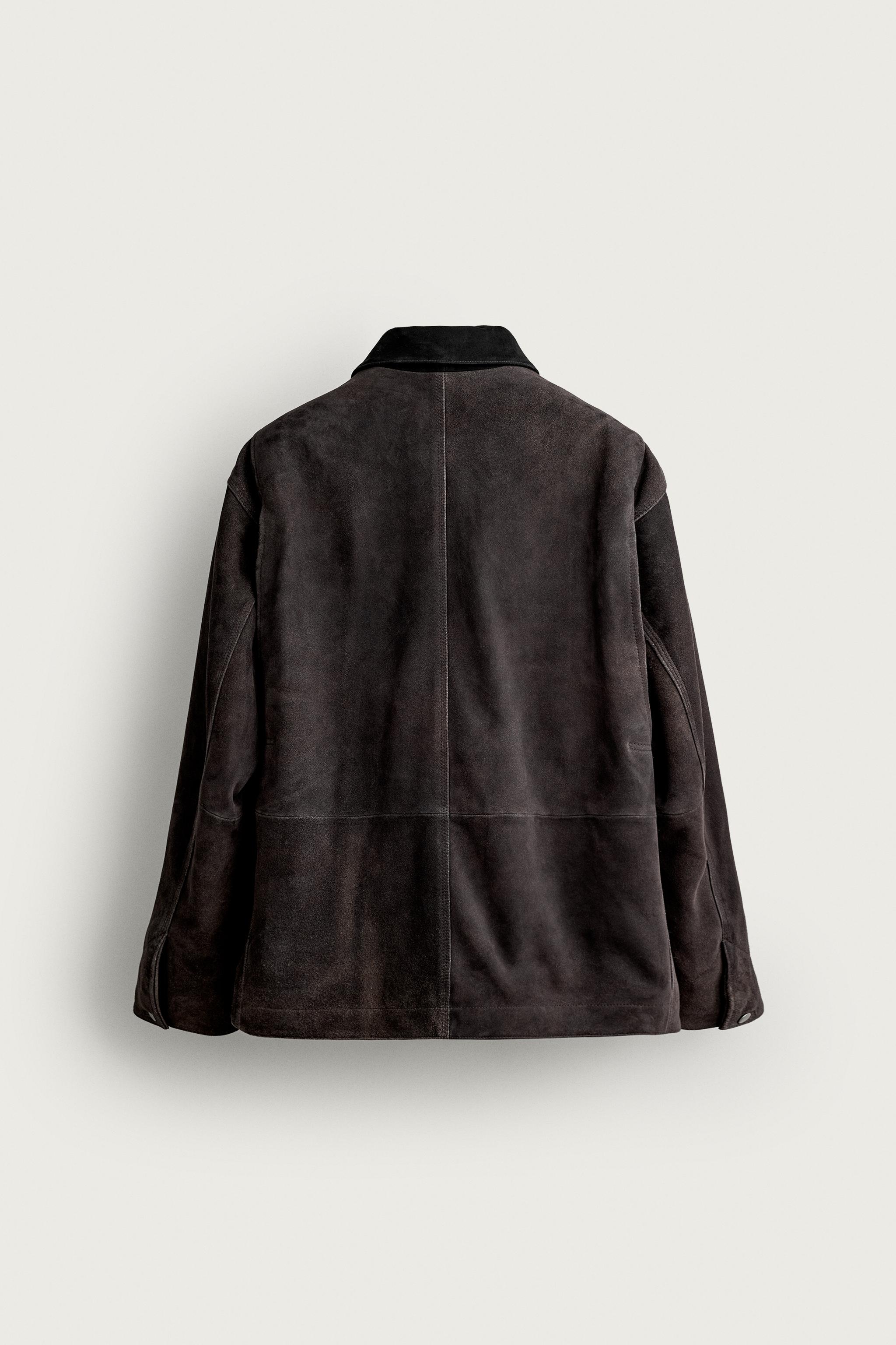 WASHED SUEDE LEATHER JACKET - Anthracite grey | ZARA United States