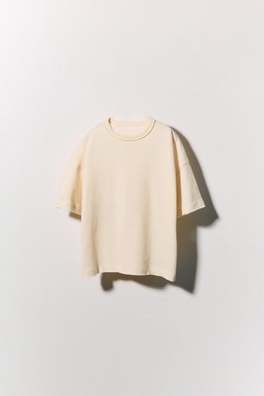 CAMISETA EFEECTO LAVADO CON ALGODÓN Y LINO - Beige claro de Zara