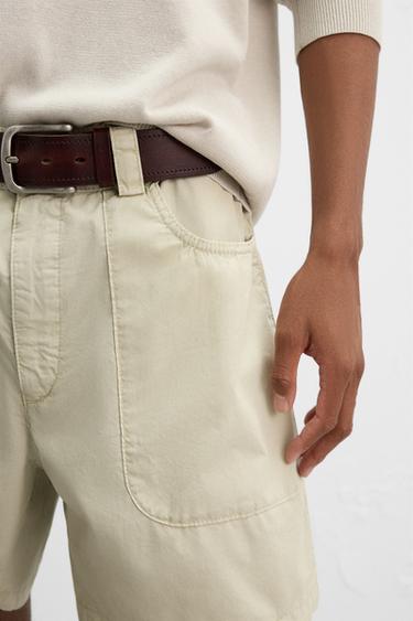 WASHED COTTON BERMUDA SHORTS - Light beige by Zara - Image 5