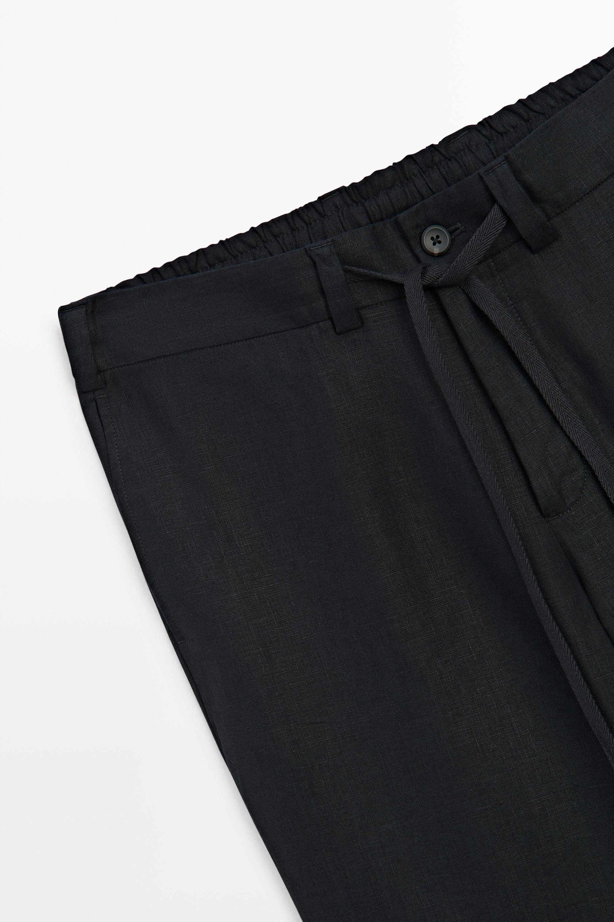 100% linen trousers with elasticated waist