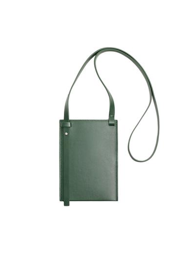 Zara MINI LEATHER CROSSBODY BAG - Green