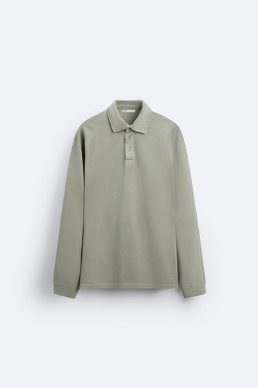 بولو مغسول - أخضر لامع الخاص بـ Zara