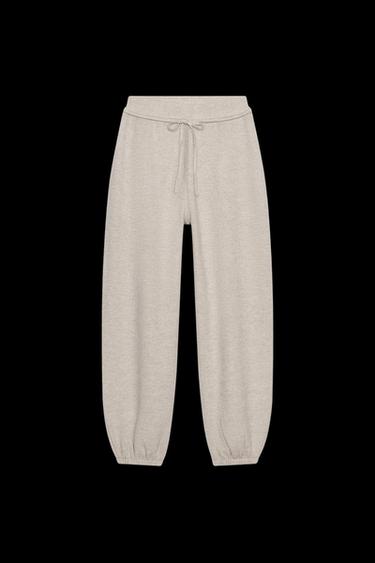 Zara SOFT JOGGER PANTS - Beige marl