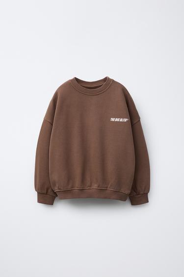 Zaras SWEATSHIRT MED TEXTTRYCK - Brun