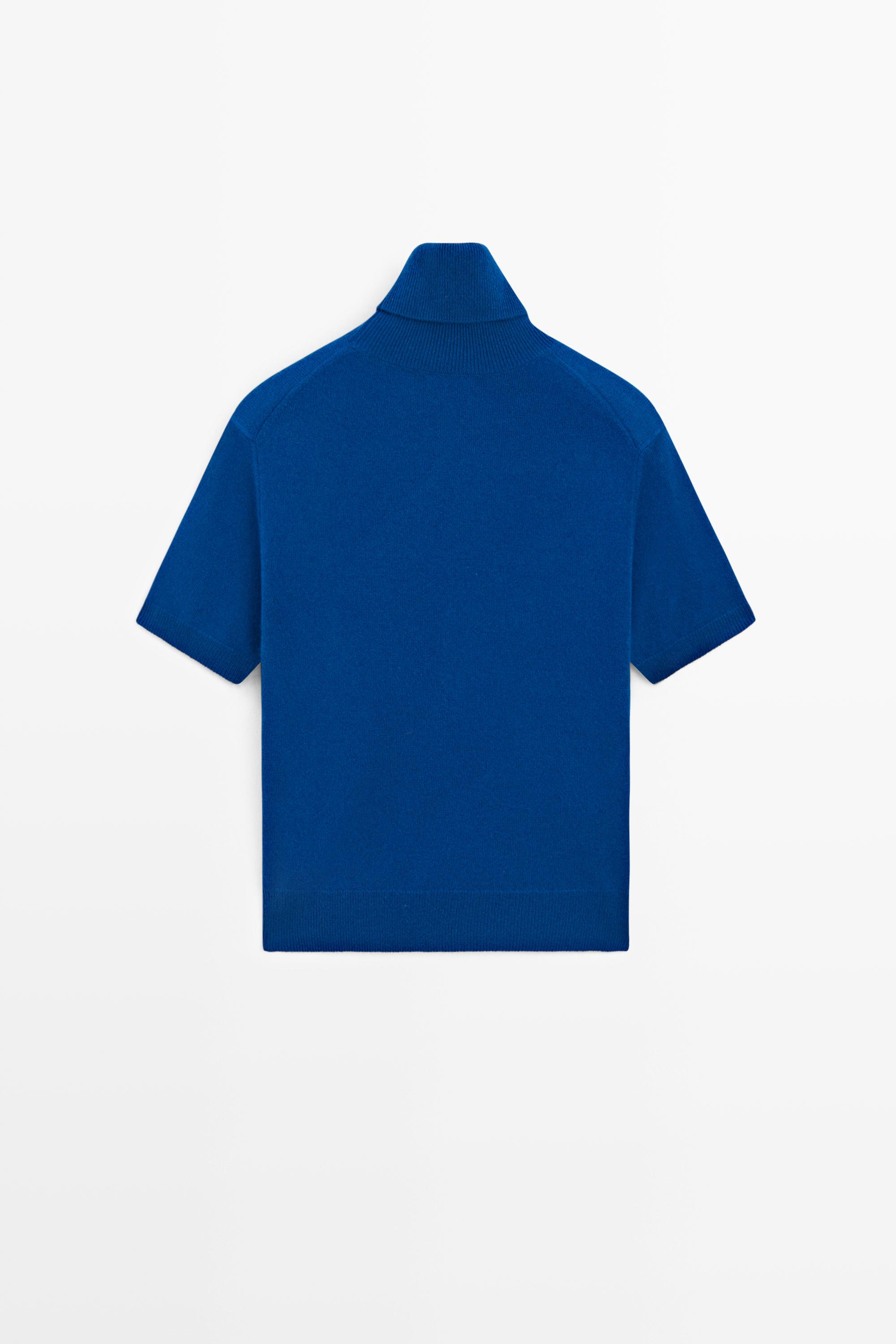 Pull maille col roulé manches courtes