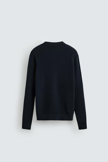 REGULAR FIT TEXTURED SWEATER - Navy blue by Zara - Image 7