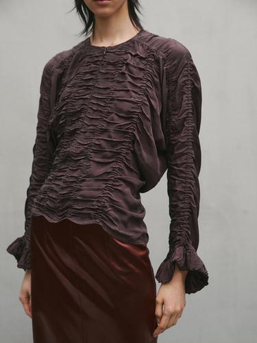 Zara Blouse with gathered detail - Studio - Brown / Taupe