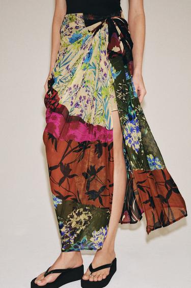 JUPE PAREO IMPRIMÉE DRAPÉE - Multicolore de Zara