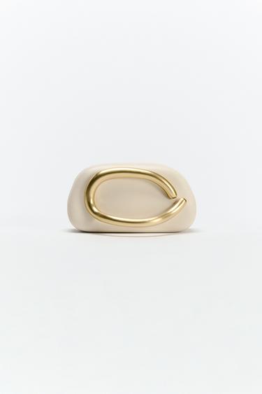 Zara GOLD CLASP BOX BAG - white