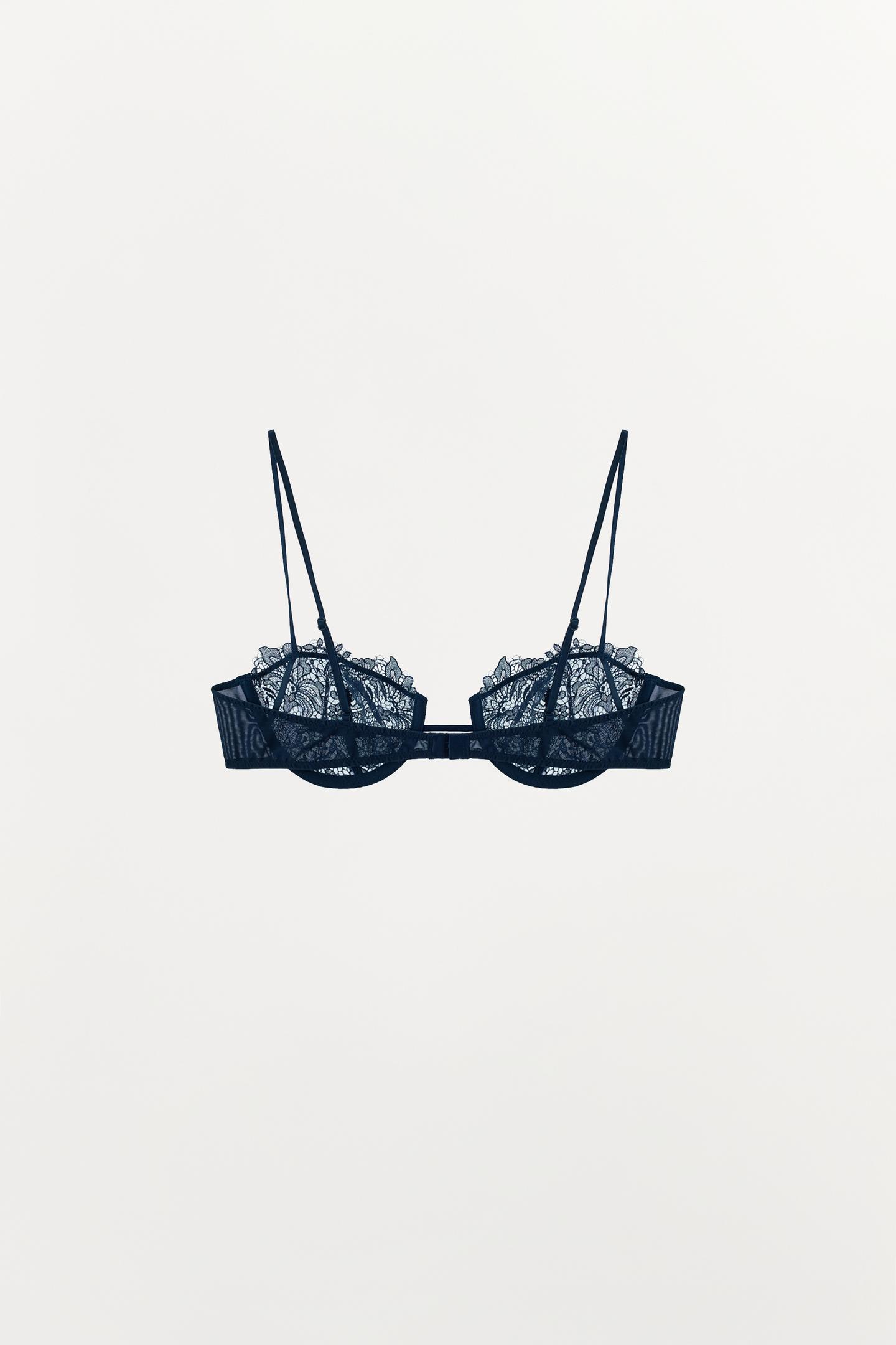 Бра, на косточках, кружево — Zara, цвет: Синий / Чёрный — фото 7