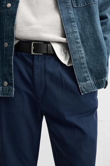 PANTALÓN ALGODÓN ESTRUCTURA - Marino de Zara