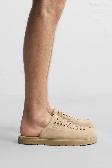 BRAIDED LEATHER CLOGS - Beige by Zara - Image 0