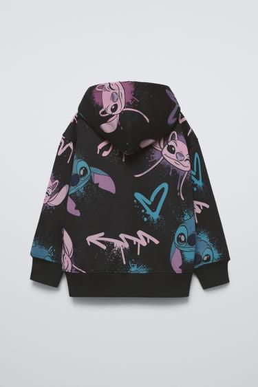STITCH & ANGEL © DISNEY HOODED SWEATSHIRT - Black by Zara - Image 1
