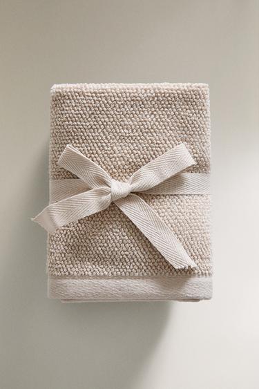 Zara SET OF RICE STITCH COTTON HAND TOWELS (SET OF 3) - Beige - Image 0