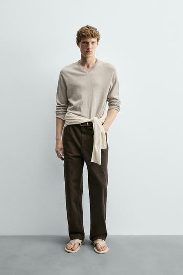 FLECKED COTTON BLEND JUMPER - Ecru / Marl by Zara - Image 0