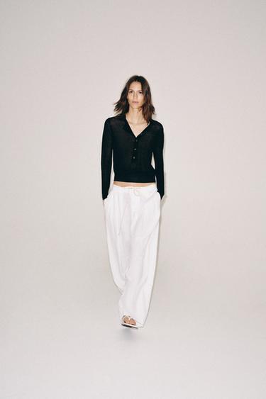 HENLEY KNIT JUMPER - Black by Zara