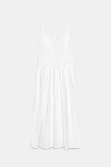 CORSETRY-INSPIRED POPLIN MIDI DRESS - White by Zara - Image 4