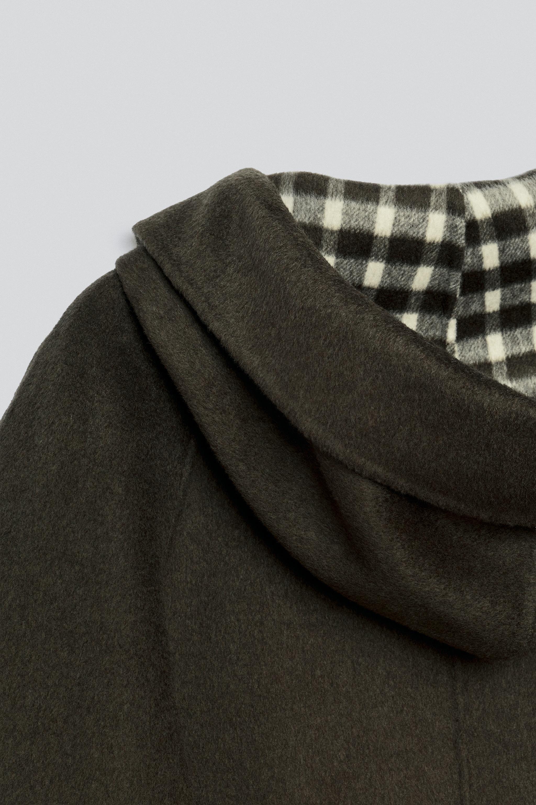 MANTEAU DOUBLE FAZ MÉLANGE LAINE CARREAUX