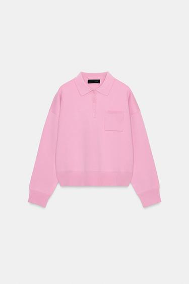 POLO EN MAILLE À POCHE - Rose pastel de Zara