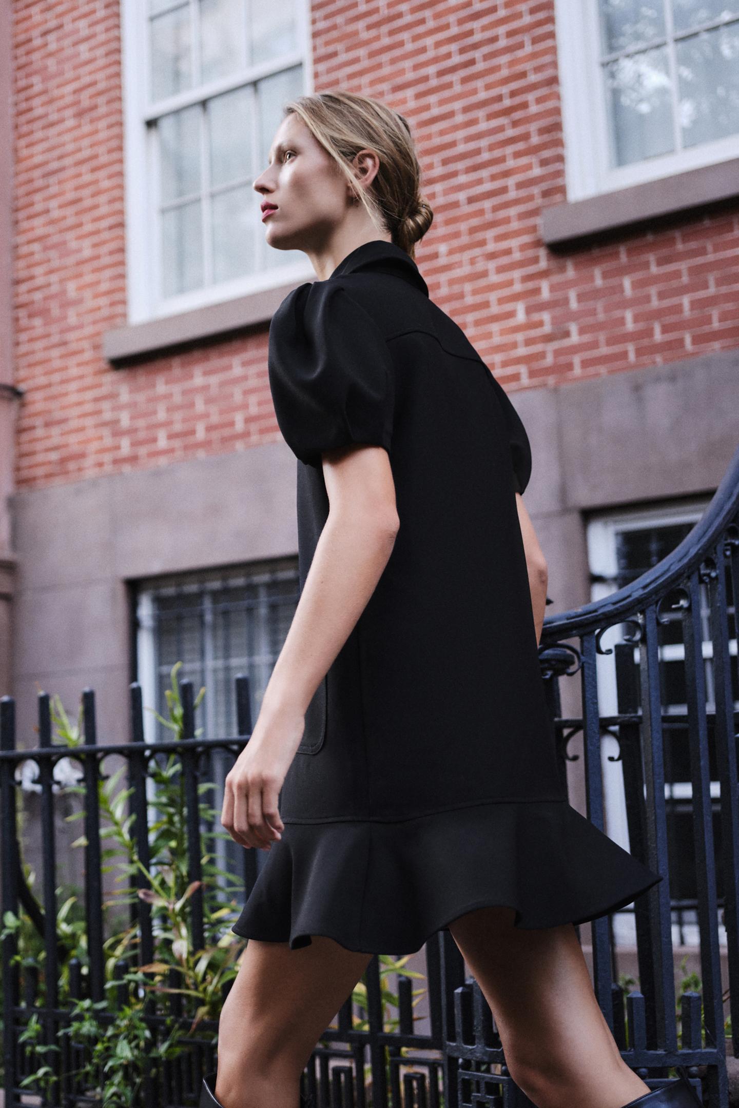 Женское платье Zara Pleated Sleeve Short, цвет: Чёрный — фото 4