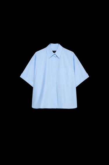 POPELINHEMD MIT TASCHE - Hellblau von Zara - Bild 0