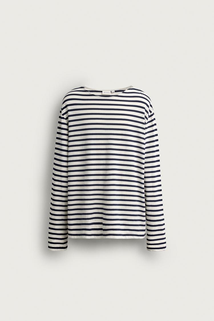 Camiseta relaxed fit jacquard rayas