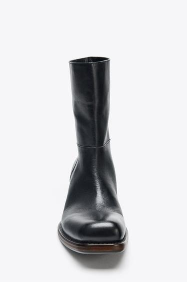 LEATHER COWBOY ANKLE BOOTS - Black de Zara - Image 5
