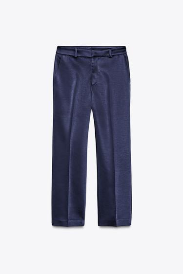 ZW COLLECTION HEAVY SATIN TROUSERS - Navy blue by Zara - Image 0