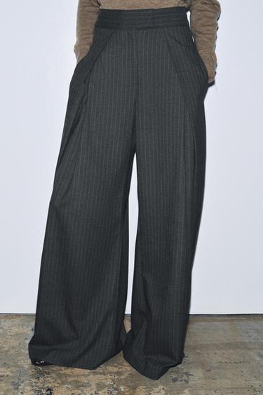 ZW COLLECTION PINSTRIPE DARTED TROUSERS - Grey by Zara - Image 1