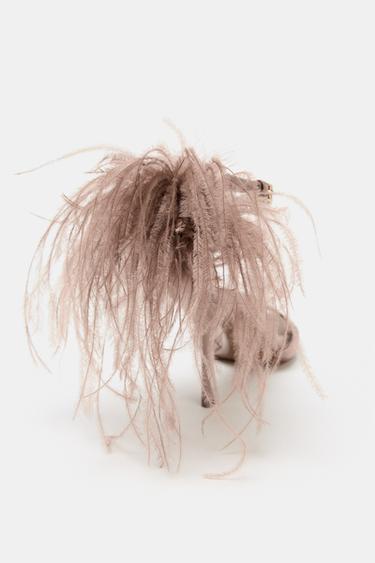 SANDALES À TALONS ET PLUMES FANTAISIE - Beige de Zara - Image 3