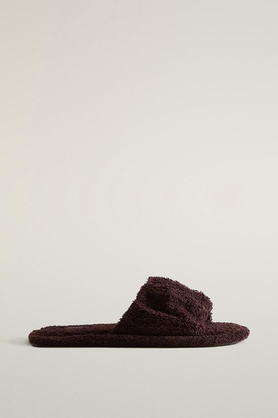 Zara PLEATED TERRY BATHROOM SLIDERS - 紫紅色 - 圖片 0