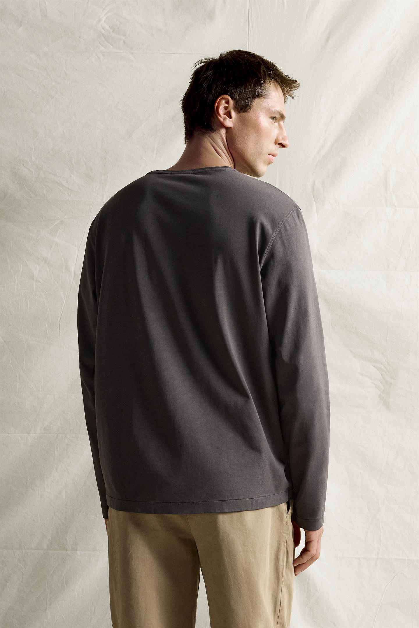 Мужская футболка Zara Supima® Long Sleeve, цвет: Шоколадный — фото 3