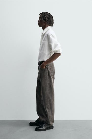Zara WASHED STRAIGHT FIT JEANS - Brown