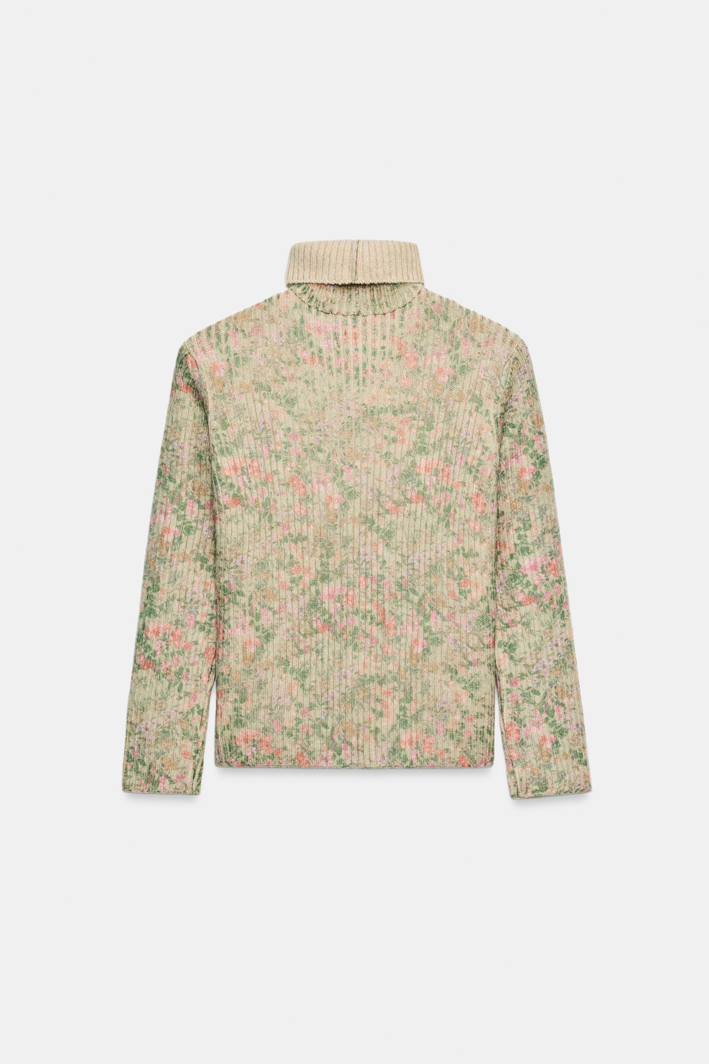 Женский свитер Zara Floral Print Ribbed Knit Jumper, цвет: Разноцветный — фото 7