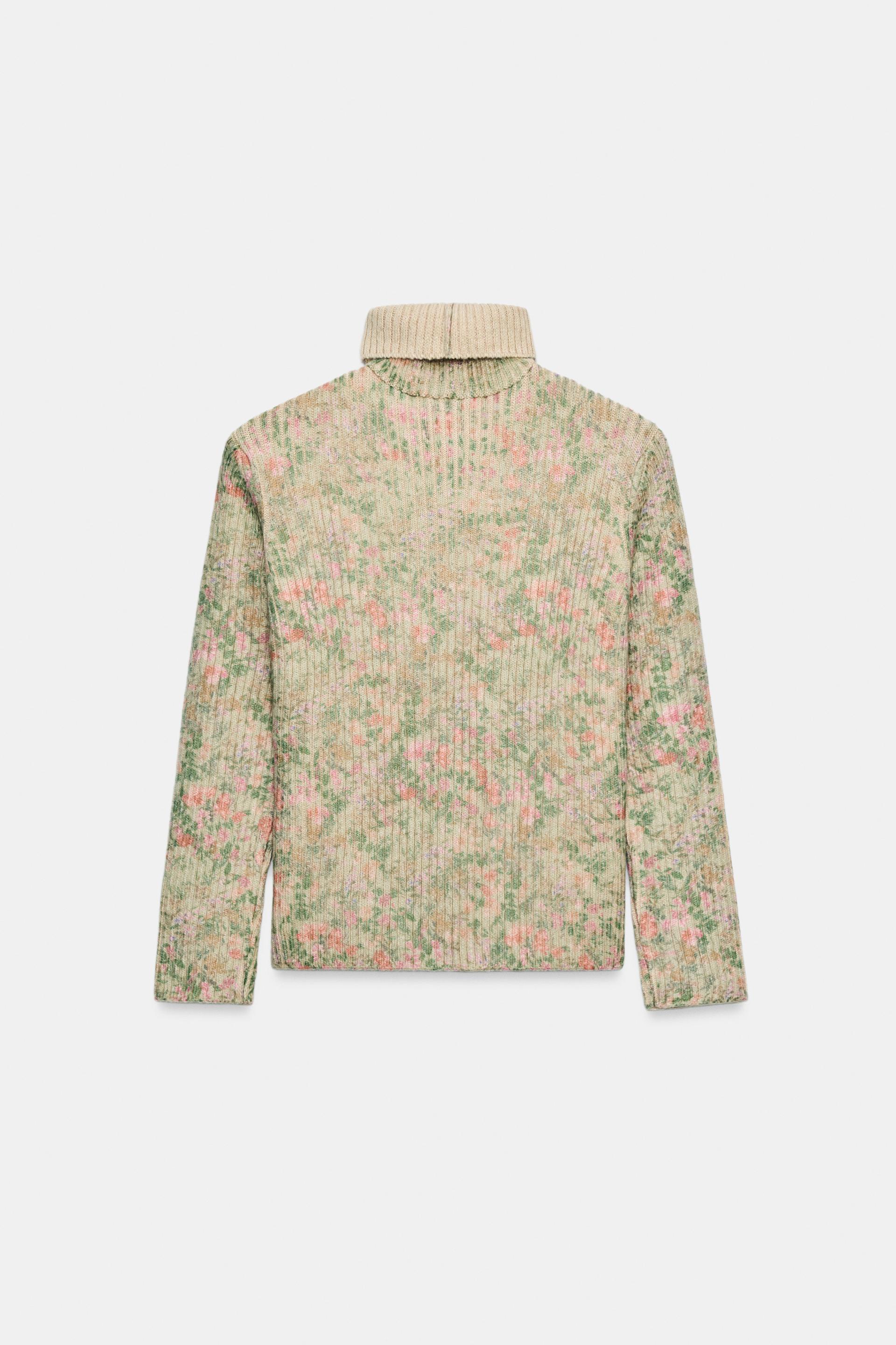 PRINTED RIBBED KNIT SWEATER thumbnail 7