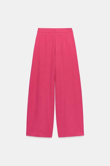 PLEATED WIDE-LEG TROUSERS - Fuchsia by Zara - Image 5
