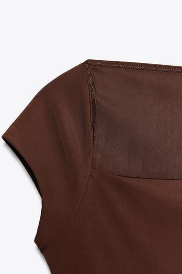 ROBE MIDI POLYAMIDE - Chocolat de Zara - Image 8