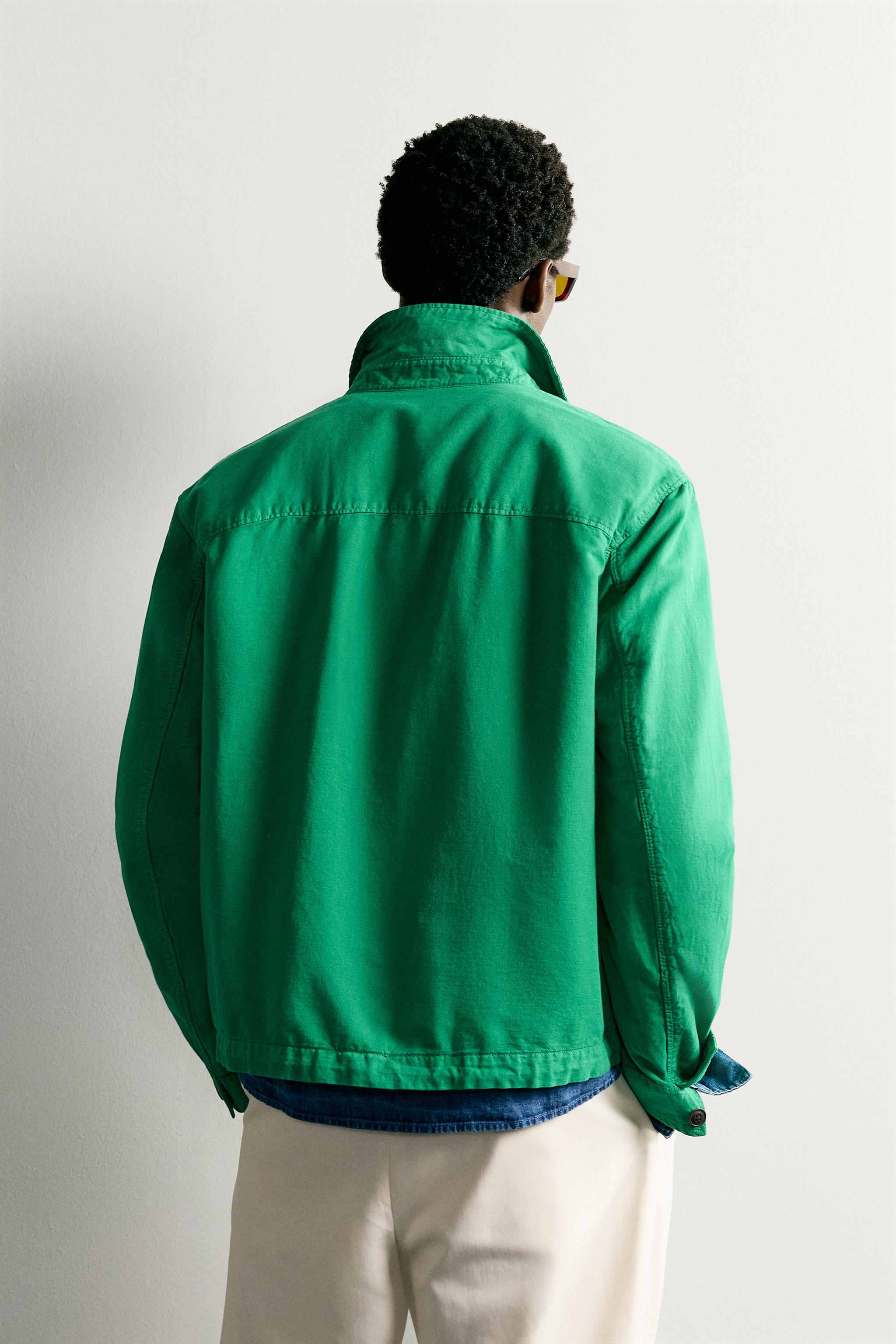 Zara COTTON LINEN REGULAR FIT OVERSHIRT — фото 3