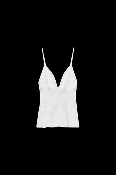 Zara COMBINED POPLIN TOP - White - Image 0