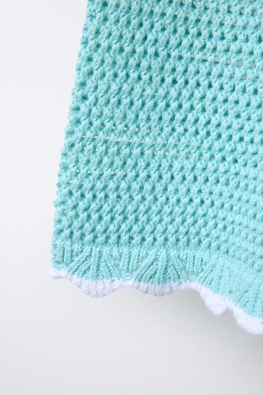 BERMUDA EN MAILLE LISERÉS CONTRASTE - Turquoise clair de Zara - Image 3