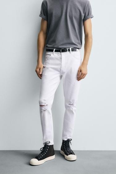 JEAN SKINNY FIT DÉCHIRÉ - Blanc de Zara - Image 1