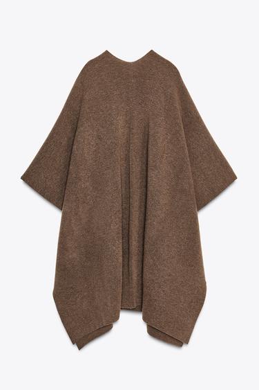 LONG KNIT CAPE - camel by Zara - Image 7
